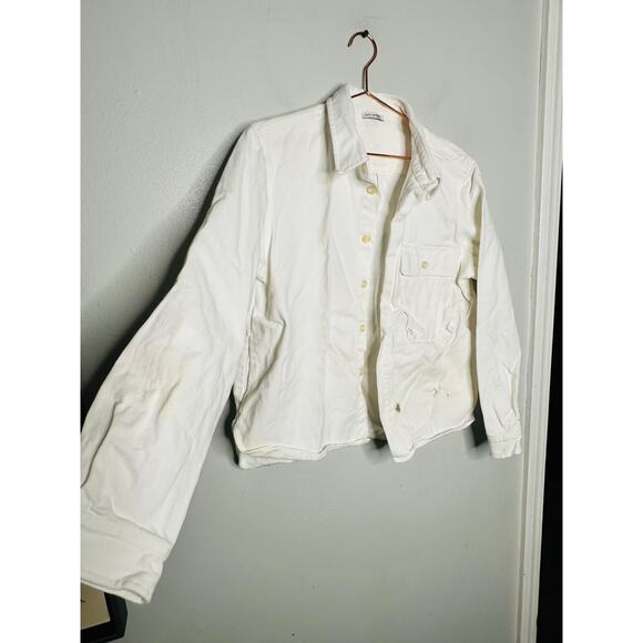 SILK LAUNDRY Off-White 100% Organic Cotton Long Sleeve Front Button Jacket L - Picture 6 of 16